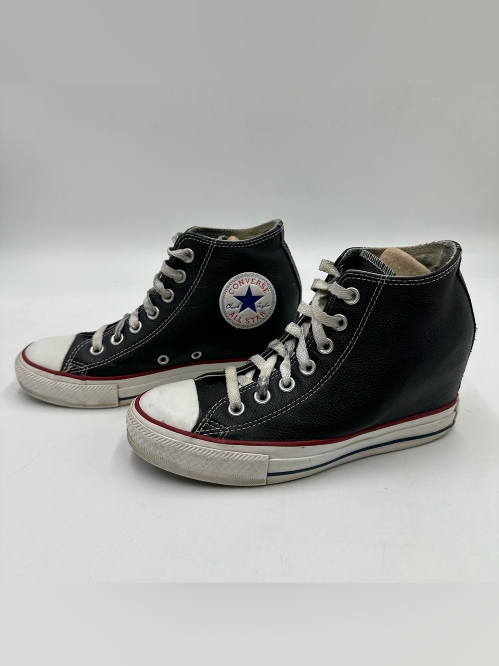 Converse Chuck Taylor Lux Hidden Wedge Leather Hi Top Black Women’s Size 7